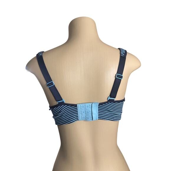 36D Lululemon Ta Ta Tamer II Hyper Stripe Blue Moon Inkwell Black Sports Bra - Picture 4 of 6